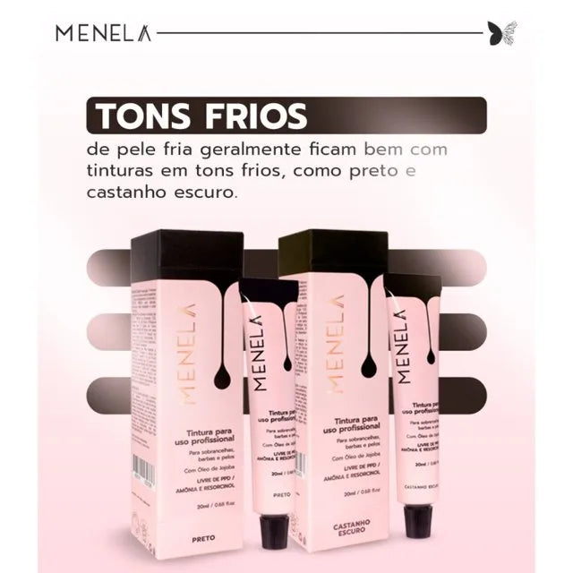 Tintura Profissional para Sobrancelhas Menela - Preto 20ml