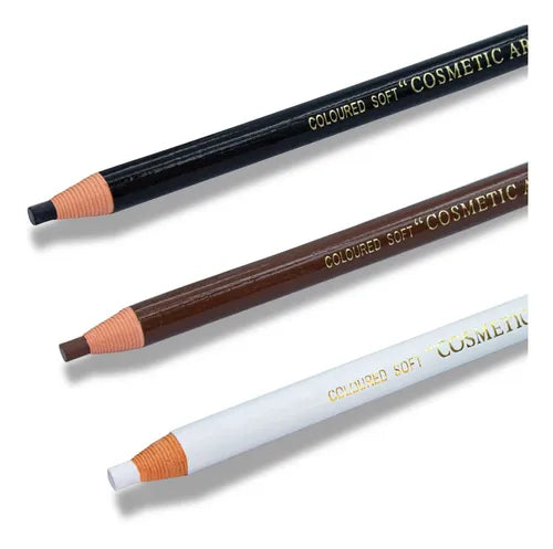 Lápis Dermatográfico Sobrancelha Cosmetic Art - Preto, Marrom e Branco