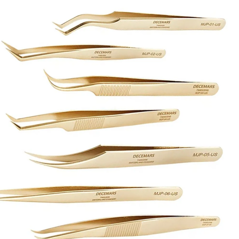 Pinça Decemars Linha Gold Profissional Extensão de Cílios
