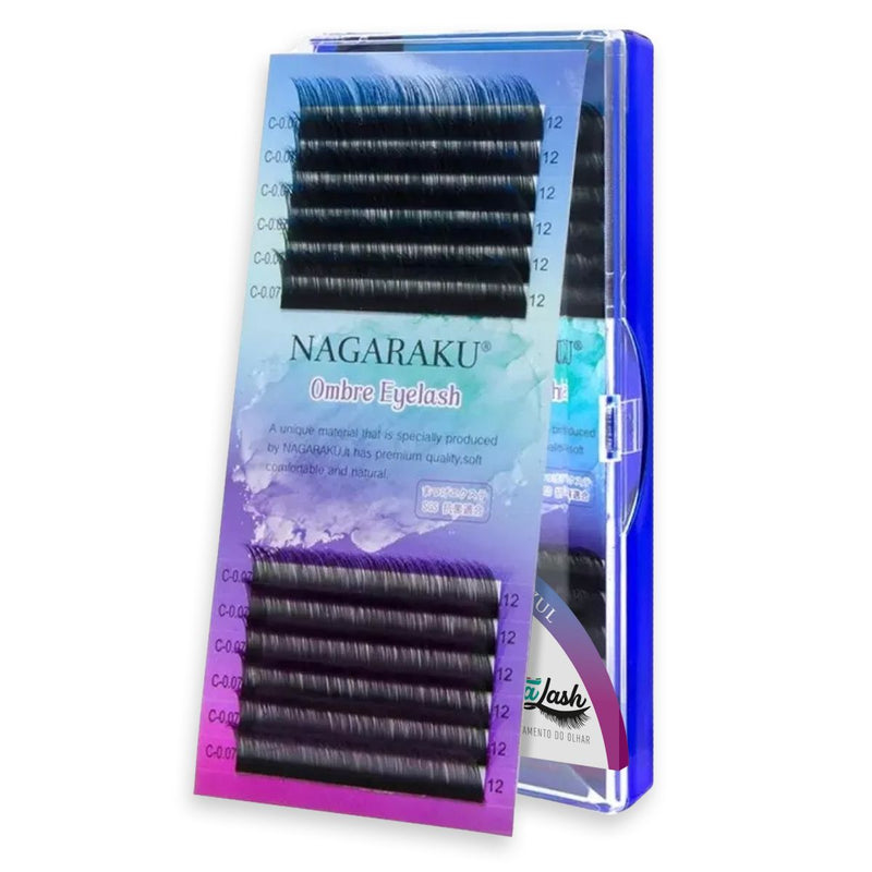 fio ombre NAGARAKU volume russo 0.07 azul e roxo ombré extensão de cílios colorido